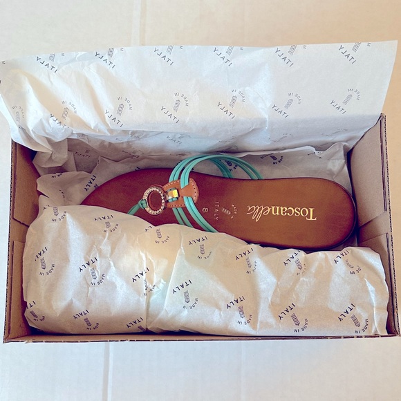 TOSCANELLA Made in Italy Georgette Strappy Sandal Aqua New in box!! - Picture 5 of 7